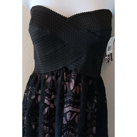 NWT! Black Lace Strapless Bandage Dress Jr 5 Semi Formal Party Costume Trixxi - Picture 3 of 12
